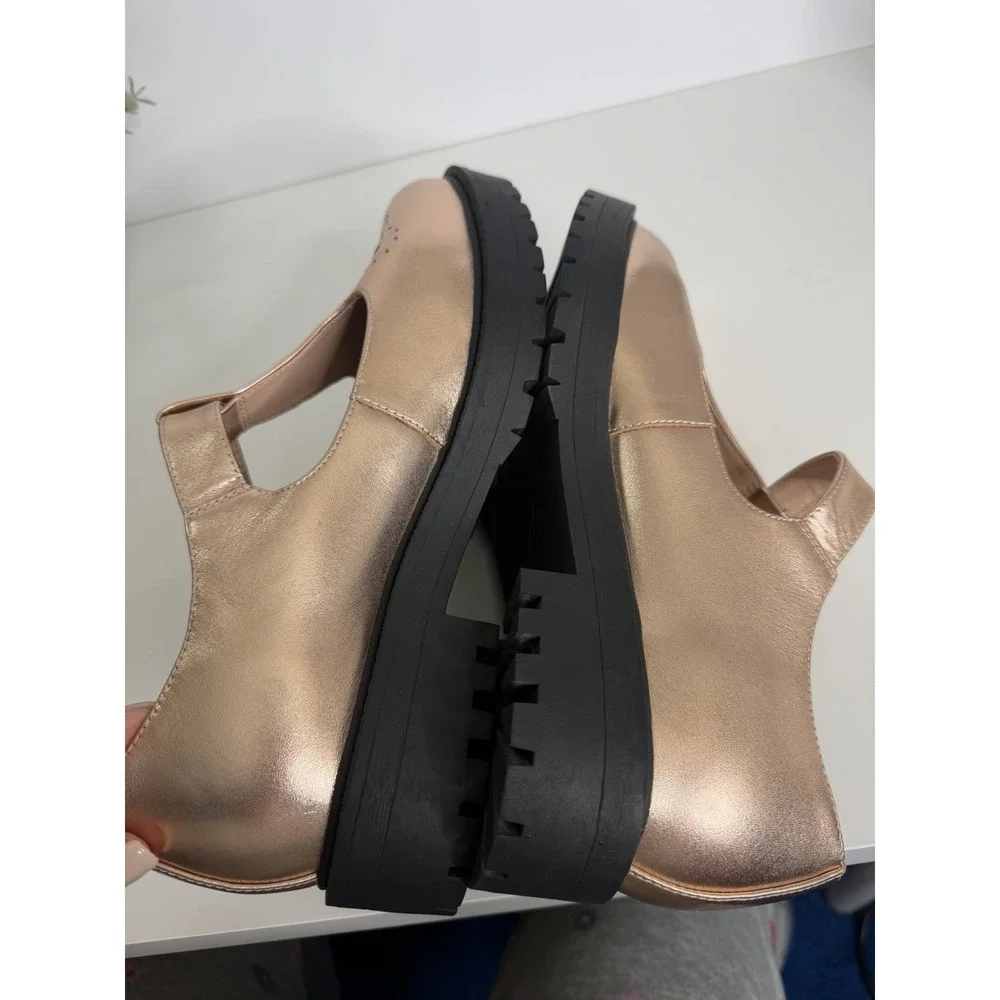 NEW WYDR Studios T-Strap Lug Mary Jane Metallic Rose Leather Shoes Size 9 - Picture 11 of 13